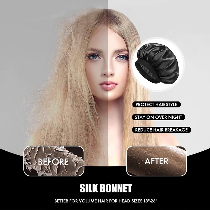 Doitory Store Satin Silk Bonnet for Sleeping, Double Layer Silk Sleep Cap for Men & Women, Soft Satin Lined Bonnet for Curly Hair - Image 5